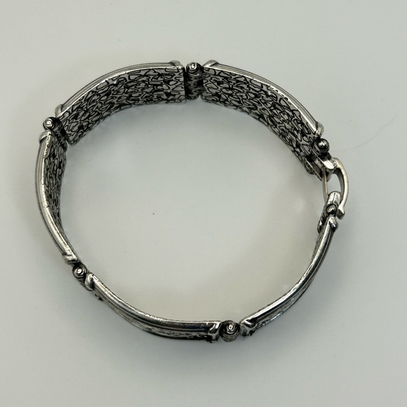 Brighton Jewelry Bar Link Bracelet Silver Plated Scrolled Hearts 7.5" Vintage - Picture 5 of 12